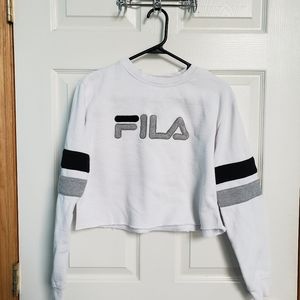 White Fila Cropped Sweater Small